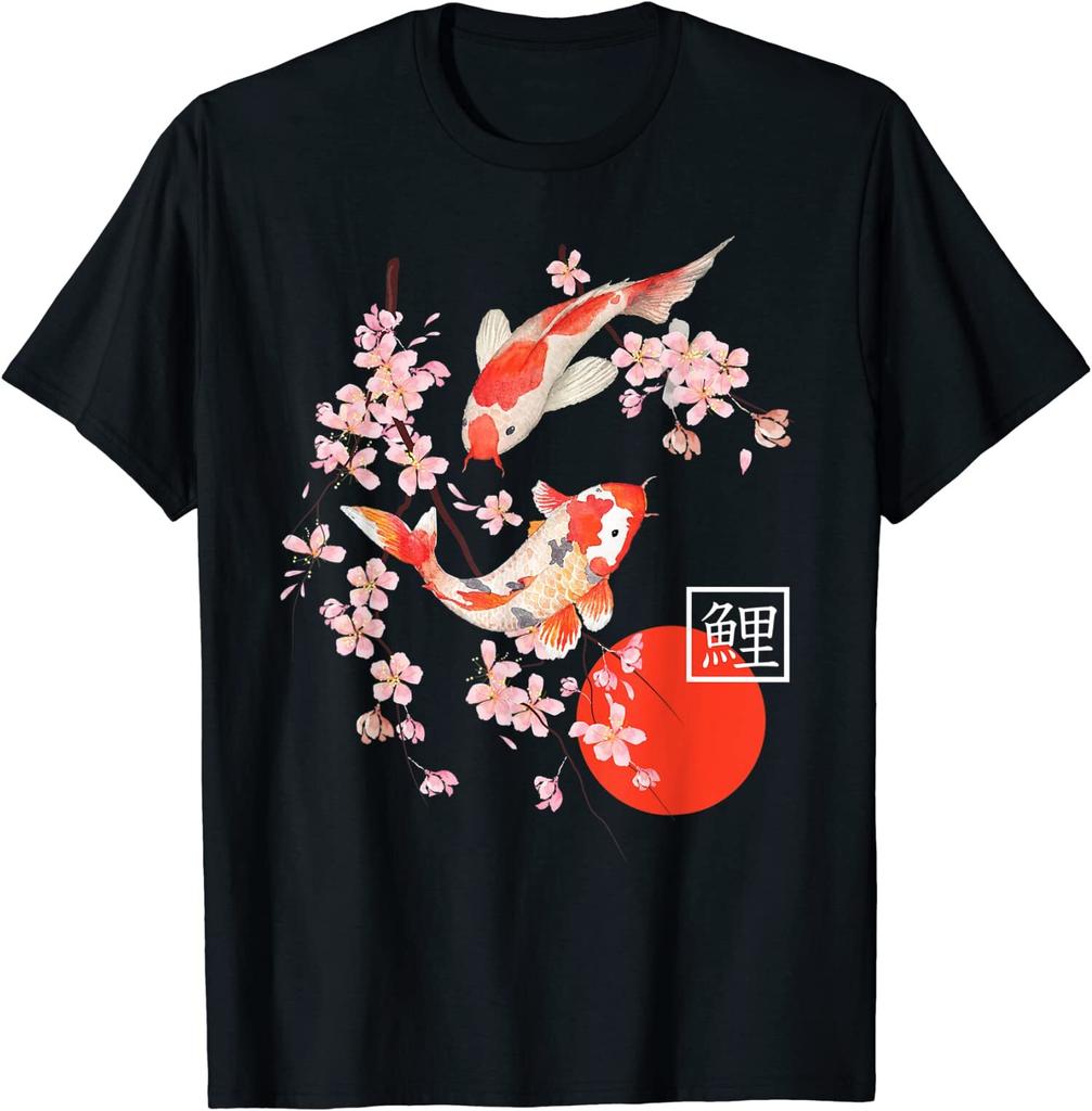 NEW LIMITED Cherry Blossom Koi Fish Japanese Sakura Cool Design T-Shirt S-3XL