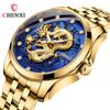 Men's Quartz Watches Dragon Dial Silver Stainless Steel Luxury Wristwatch for Men Waterproof Waterproof Gift Watch