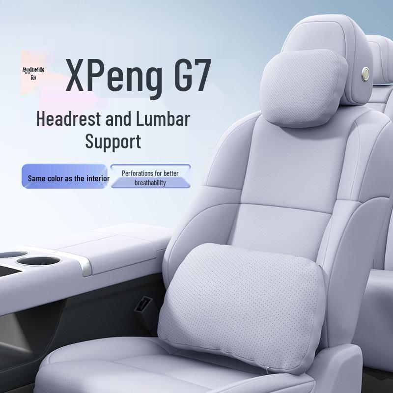 XPeng G7 Headrest Lumbar Support & Neck Pillow Set - Essential Car Accessories for Comfort & Interior Decoration.