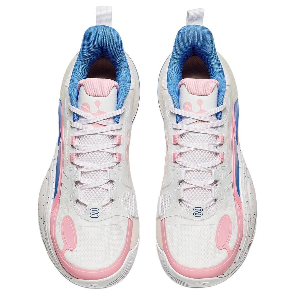 Anta Bubble Bounce 2 Bubble Gum Shock Absorbing Durable Low Top Basketball Shoes Men Sneaker White Pink Blue 912421608Q-3