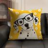 Dalmatian Dog With Glasses Cushion Cover Linen Organic Fabric DoubleSided Printing Sofa Breathable Home Decor Gift Pillow Case