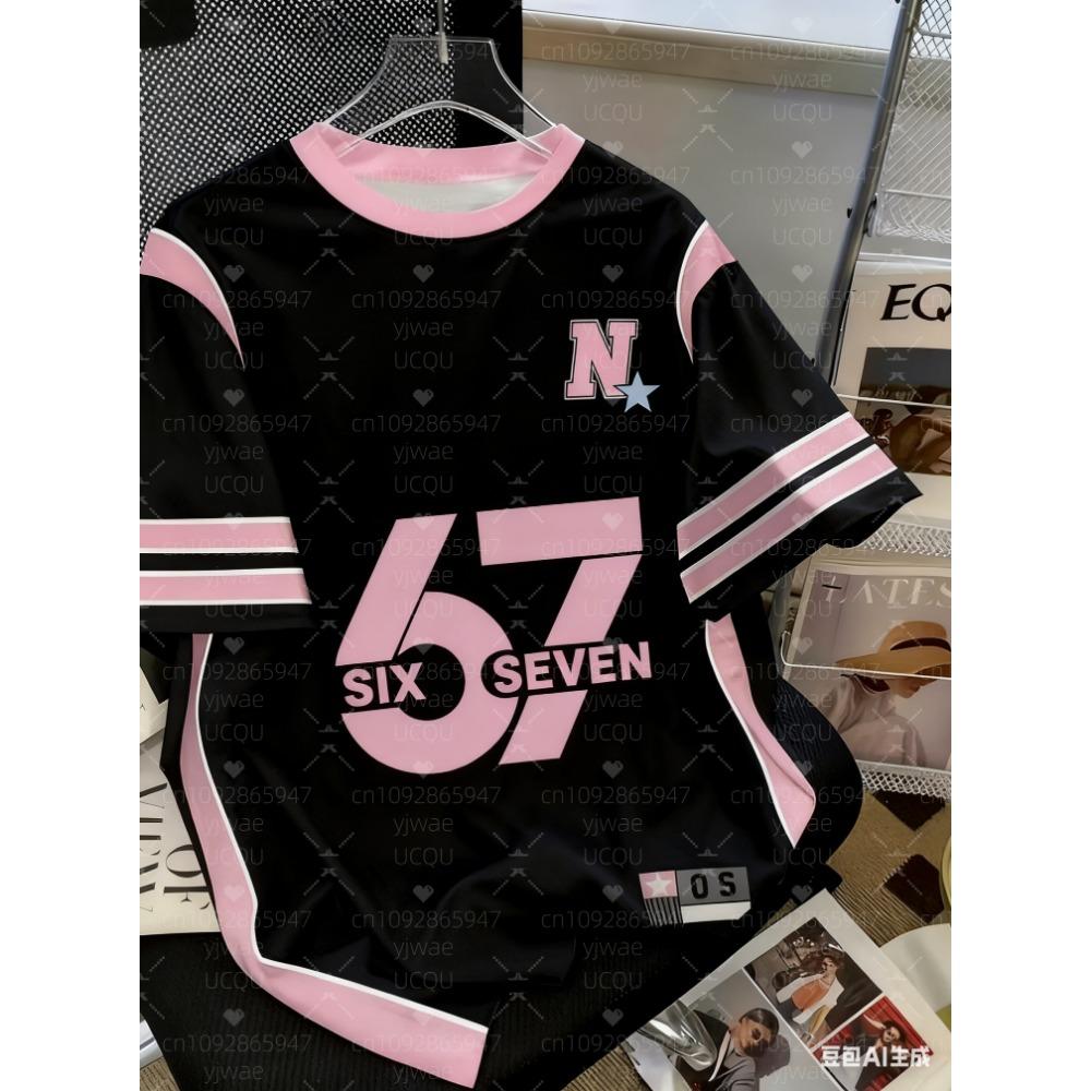 67 Meme T-Shirt for Kids Funny Digital 6 7 Print Summer Short Sleeve Boys Tees Top Loose Streetwear Fashion Girl Clothes