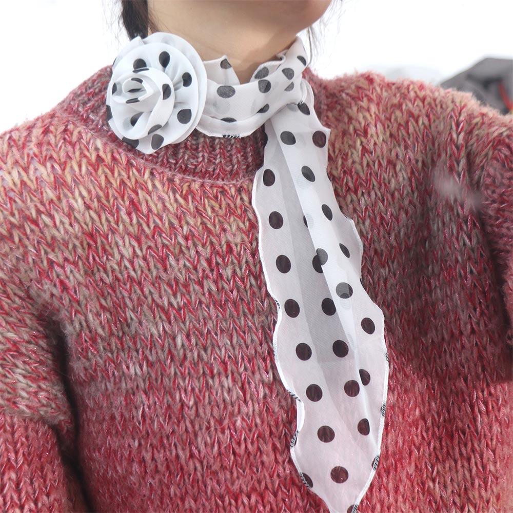 Cravat Polka Dot Scarves Wrap Collar Flower Decoration All-match Long Silk Scarf Spring Summer