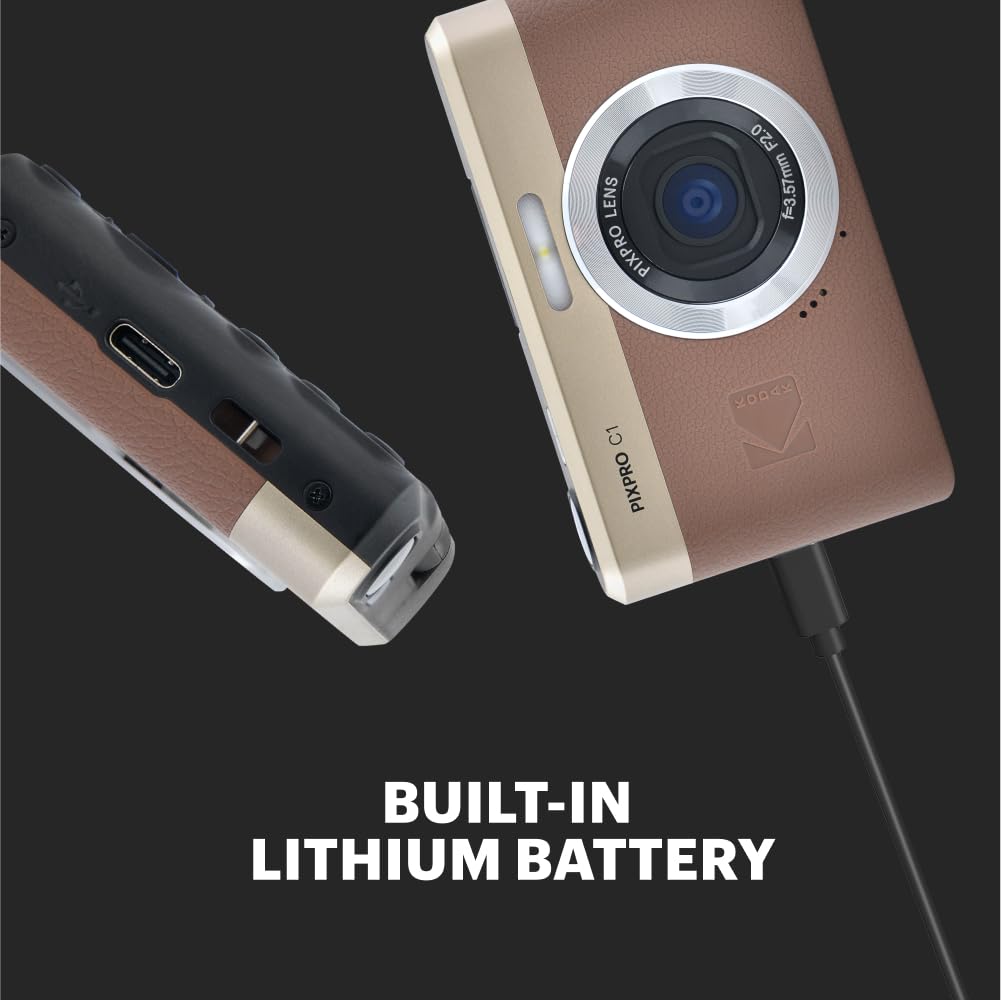 KODAK Pixpro C1 – Ultra-Compact Digital Camera 13MP BSI CMOS, 4x Zoom, 2.8-inch LCD Screen, LED Flash – Marron