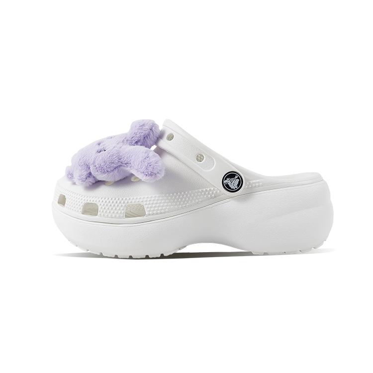 Crocs Classic Platform Clog EVA Purple Rabbit Small Fresh Cute Rabbit Versatile Classic Cloud Dok Hole Shoes Unisex White