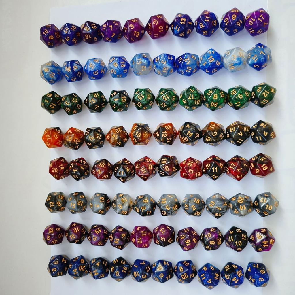 10 шт./набор из 20-гранных двухцветных игральных костей звездного неба, акриловые игральные кости с цифрами для настольной игры Dnd COC RPG Running Team, набор игральных костей Dnd