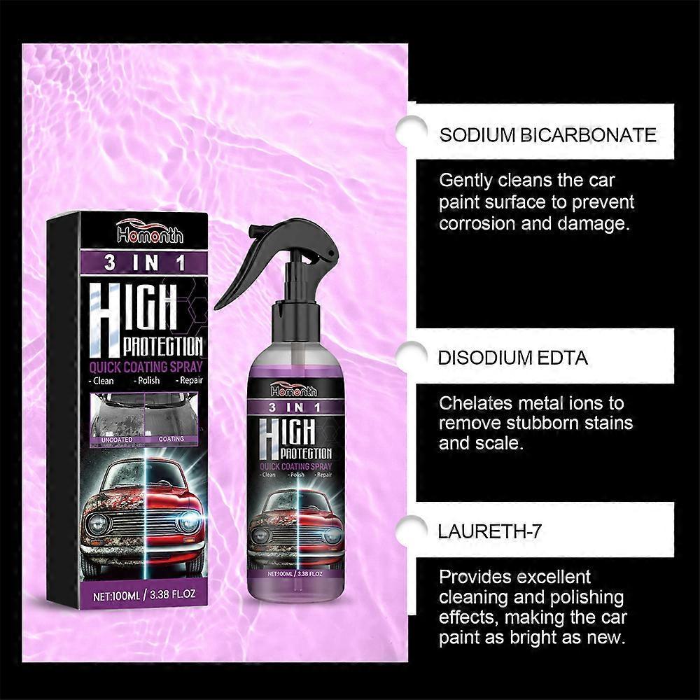3 in 1 High Protection Quick Car Coat Ceramic Coating Spray Hydrophobic 100ML