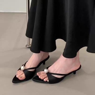 Мода Новые Популярные Женские Туфли на Высоком Каблуке Шлепанцы Дизайнерские Босоножки на Каблуке Элегантная Обувь Женская Летний Тренд Мода Шлепанцы Повседневные Слайды