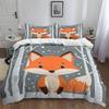 Fox Print Duvet Cover Set For Kids Boys Girls Cartoon Fox 3D Animal Theme Quilt Cover Bedroom Decor 2Pcs Bedcloths Single Size