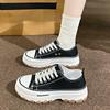 Muffin Platform Canvas Shoes Spring New Ins Trendy Versatile Height Increase Student Low-top Casual Board Shoes