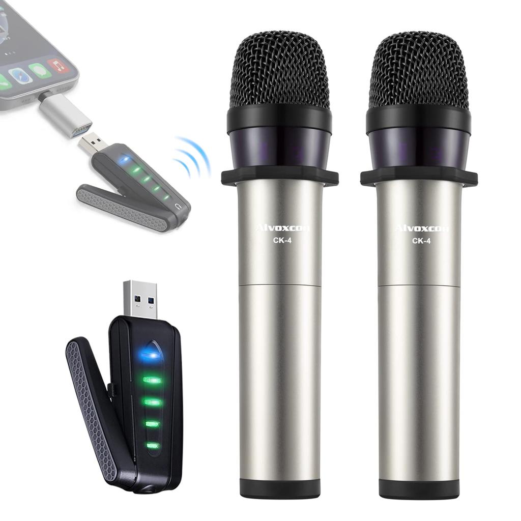 Wireless Microphone USB ALVOXCON Handheld Microphone UHF Condenser Microphone Wireless Compact Handheld Microphone ZOOM Phone Compatible Recording