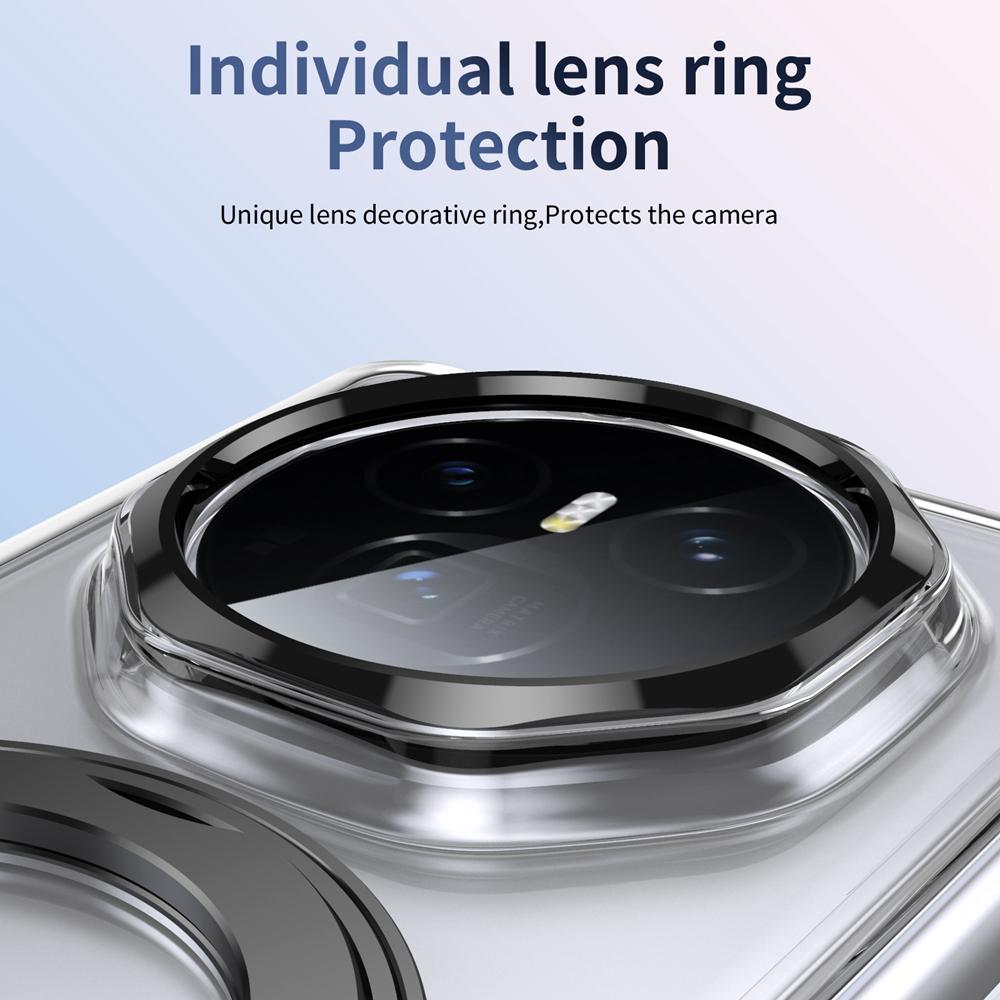 KEYSION Вращающийся на 360° магнитный чехол-подставка с кольцом для HONOR Magic V3, прозрачный жесткий чехол для ПК-телефона со стеклянным защитным экраном