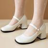 Телесный Белый Черный Низкий Каблук Женские Туфли-Лодочки Мэри Джейн Модные Туфли с Ремешком Офис Вечеринка Свадебные Туфли Женские Осенние Удобные