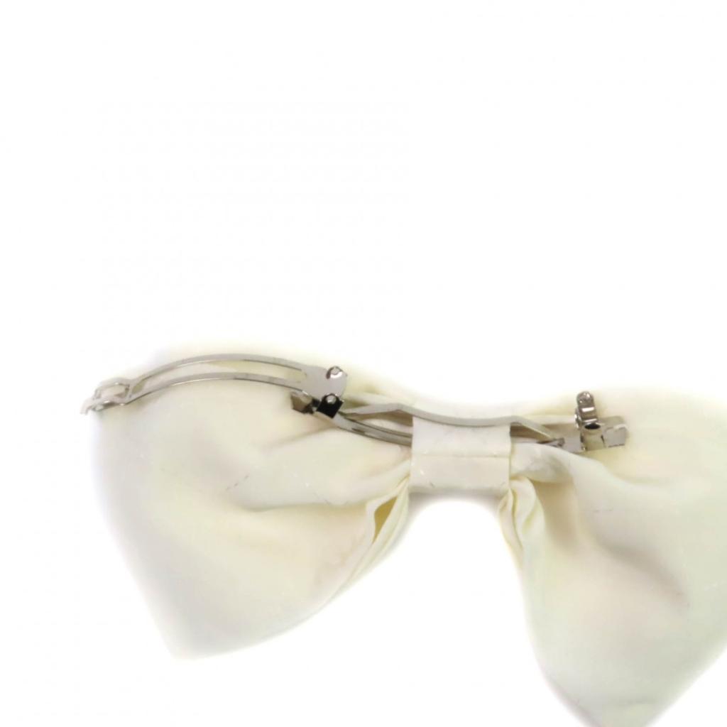 CHANEL hair accessory Ribbon barrette white silk Women 25C AAA730 Used