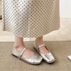 Silver French Retro Flat-bottomed Light-mouth Inner Height-increasing Single Shoes for Women's Summer 2025 New Skirt Soft-soled Mary Jane Shoes