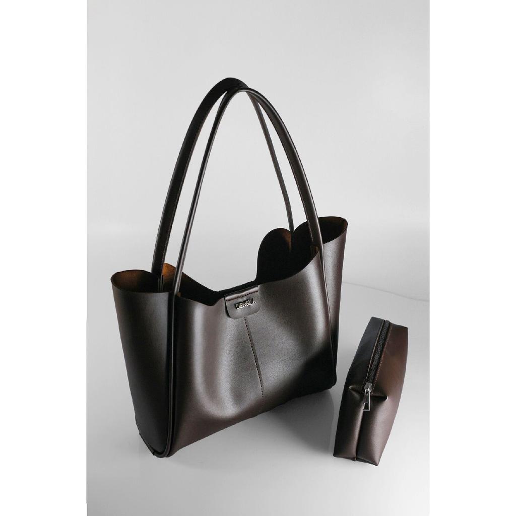 Women's Black Large Size Makeup Bag Hand And Shoulder Bag