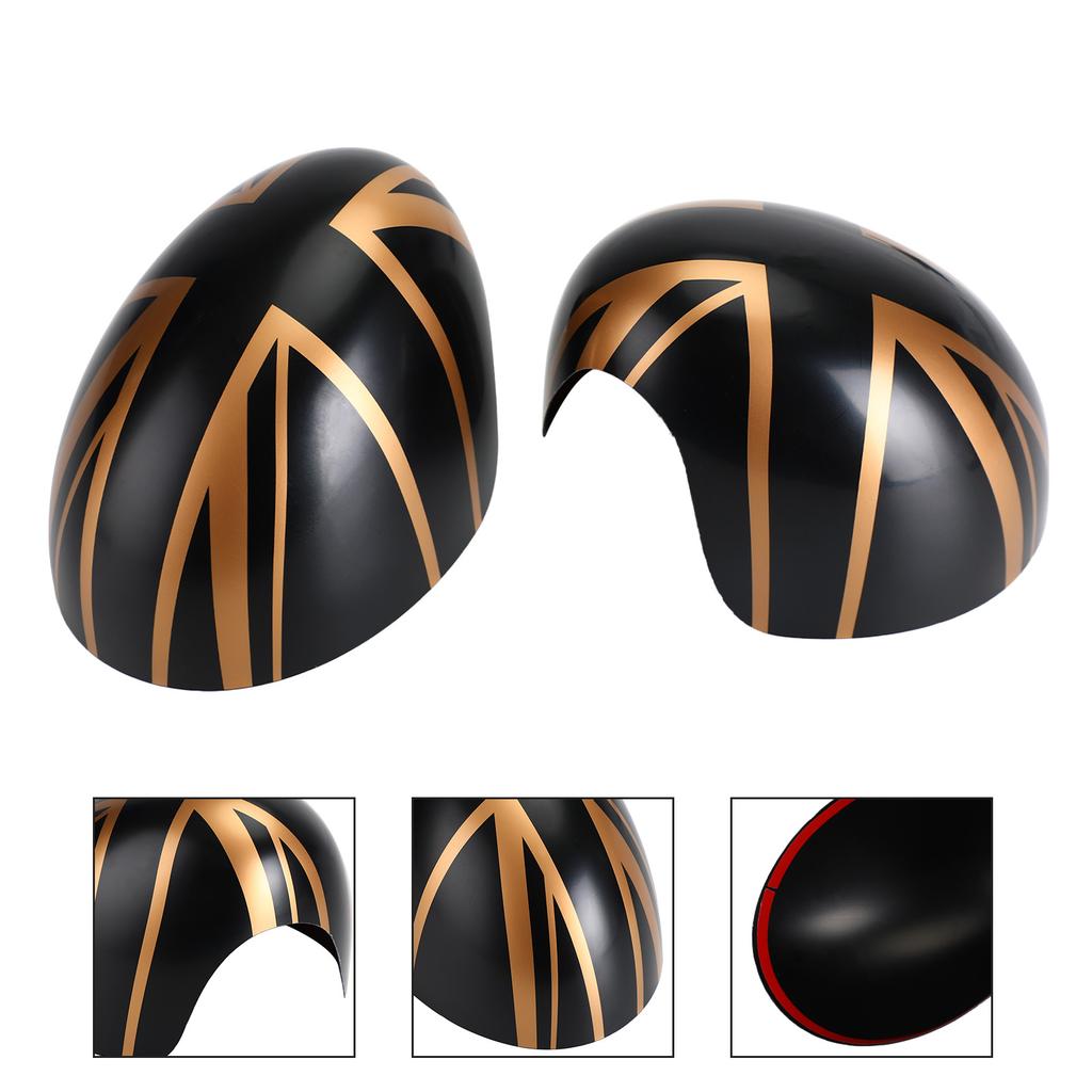 Накладка на зеркало заднего вида с флагом Великобритании для MINI Cooper Hardtop F55 F56 Черный/Золотой