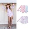 2025 Summer Baby Girl Long Sleeve Ruffle Swimsuit with Sun Protection