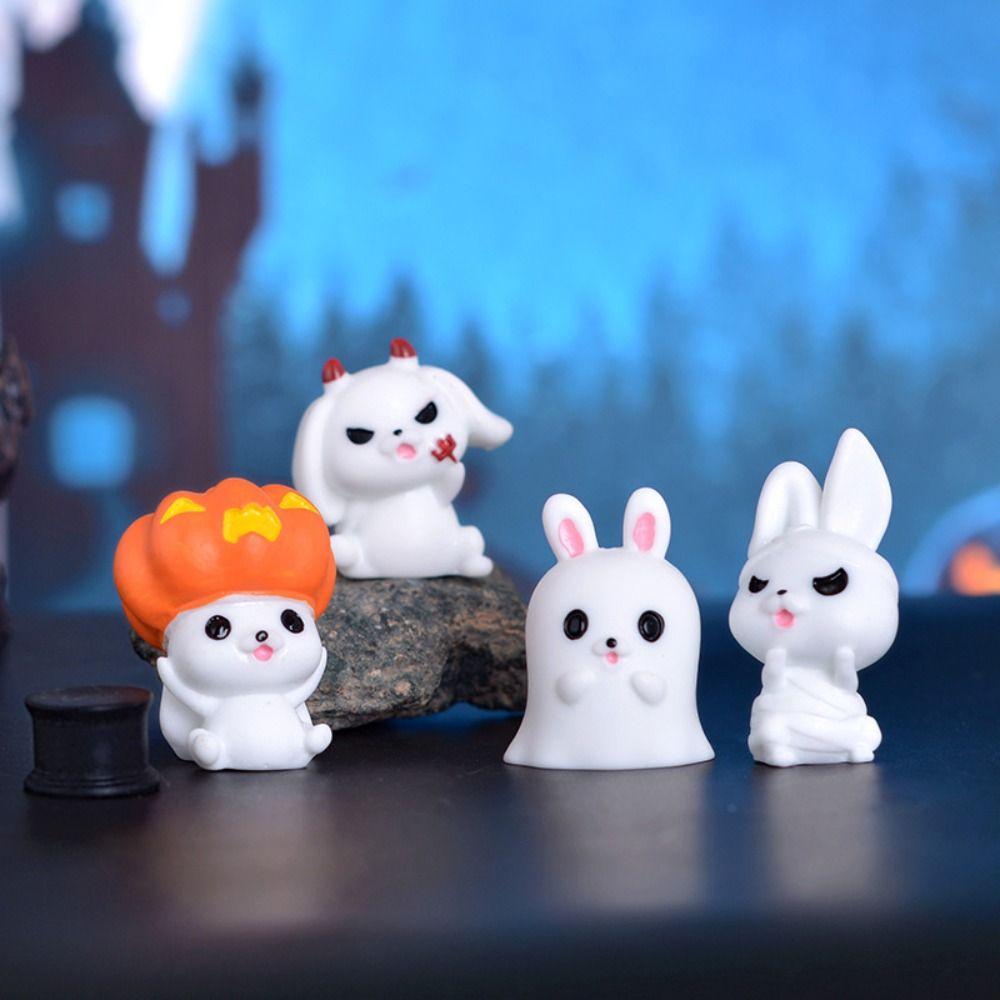 Pumpkin Black Cat Halloween Rabbit Ghost Figurines Micro Figurine Ornaments  Garden Outdoor Decor