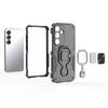 For Samsung Galaxy S25+ Case Rotatable Ring Kickstand PC+TPU Shockproof Phone Cover