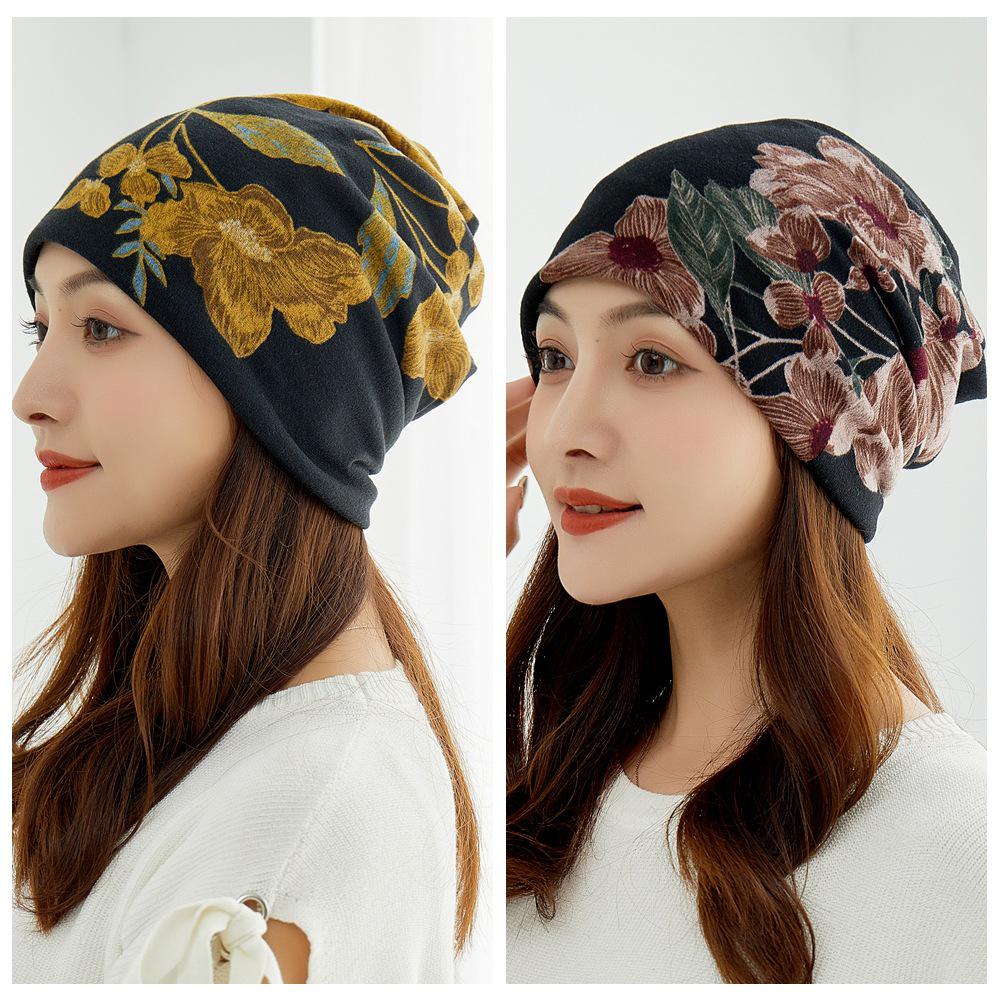 Универсальные корейские женские шапки на осень/зиму: Головной платок, баотоу, пуловер, шейный платок, принт, ворс и защитные уши