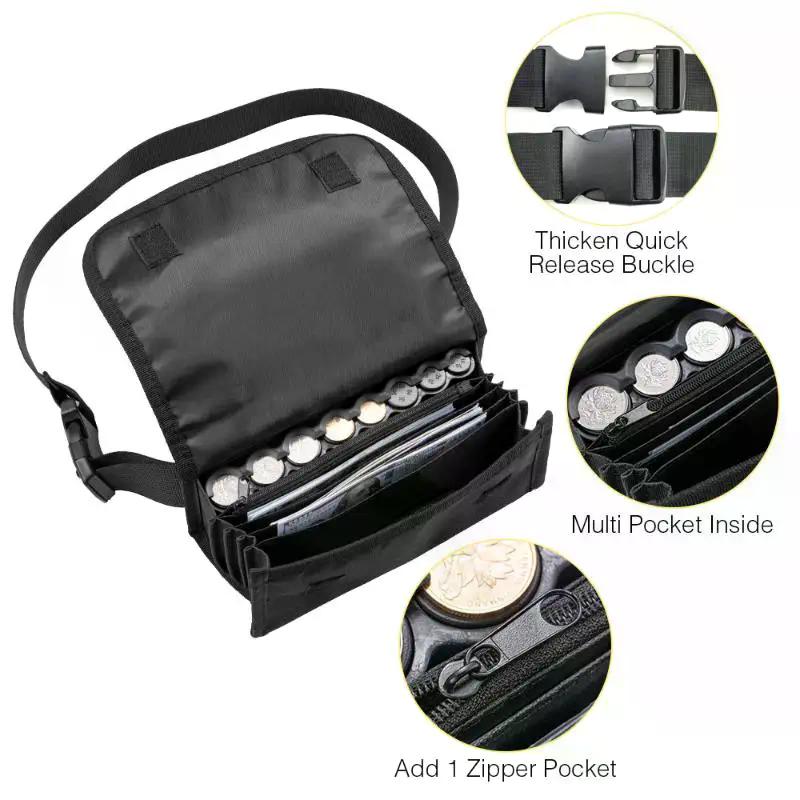 Multi Pocket Waist Bag Euro Coin Holder Portable Coin Storage Money Box Wallet Purse For Waiter Driver Cash Money Phone Safe