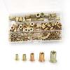 165PCS Rivet Nuts Assortment Color Zinc Plating Flat Head Threaded Insert Nuts M3 M4 M5 M6 M8
