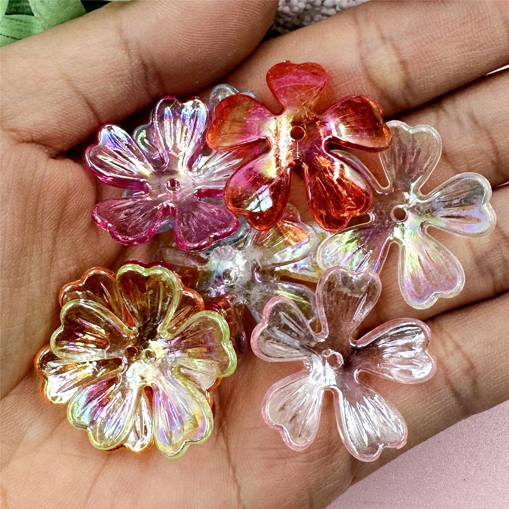 Hanmade Beads Necklace Pendant DIY Beads Acrylic Flower Beads 10Pcs 26.5mm Bead Jewelry Making