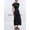 Autumn New Women clothes Minimalist round Neck Back Slit Slim fit With Belt Midi Dress 3564154