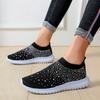 Crystal Sneakers Women Fashion Breathable Mesh Slip On Flat Shoes For Women 2023 Outdoor Walking Loafers