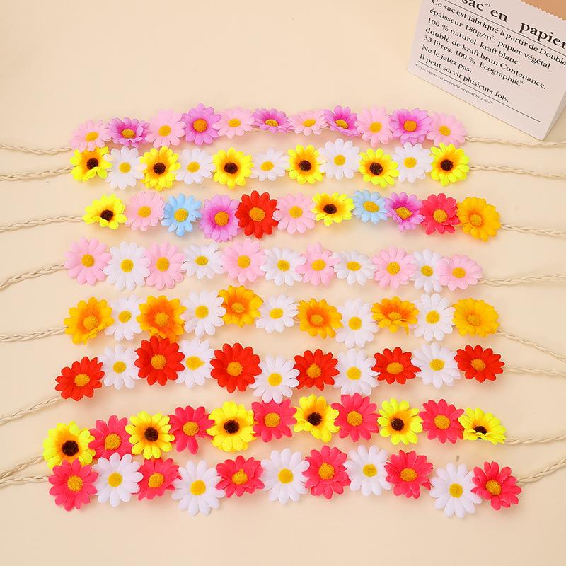 Artificial Daisy Flower Headband Bohemian Daisy Festival Headband Rope Hair Accessory Adjustable Bohemian Hair Band