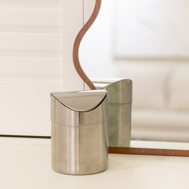 NOVA Stainless Steel Desk Trash Can Mini Trash Can Vanity Bathroom Office Multipurpose