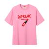 Футболка ZL04 Supreme 2025 из чистого хлопка с круглым вырезом и принтом, высококачественная парная футболка
