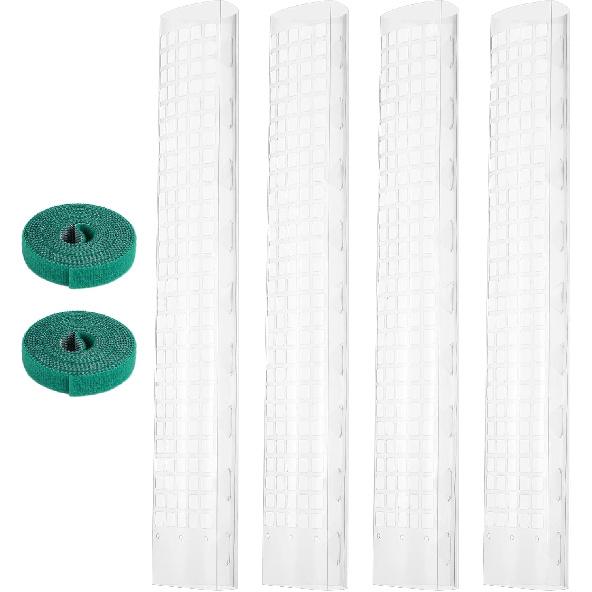 4 шт. пластиковых моховых столбиков, 24″ прозрачные палочки из сфагнового мха для комнатных вьющихся растений, штабелируемые полые опоры для растений с 10-футовыми стяжками, растительный мох