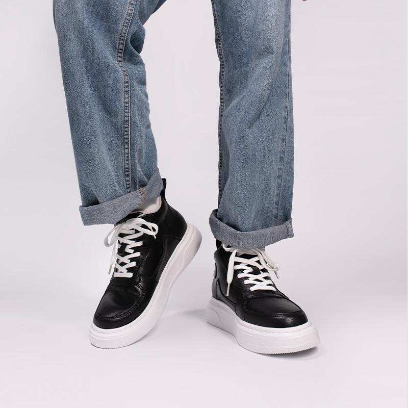 White Sneakers Men Height Increase Insoles 6cm Lifts Shoes Leisure Casual Plus Size 35-47