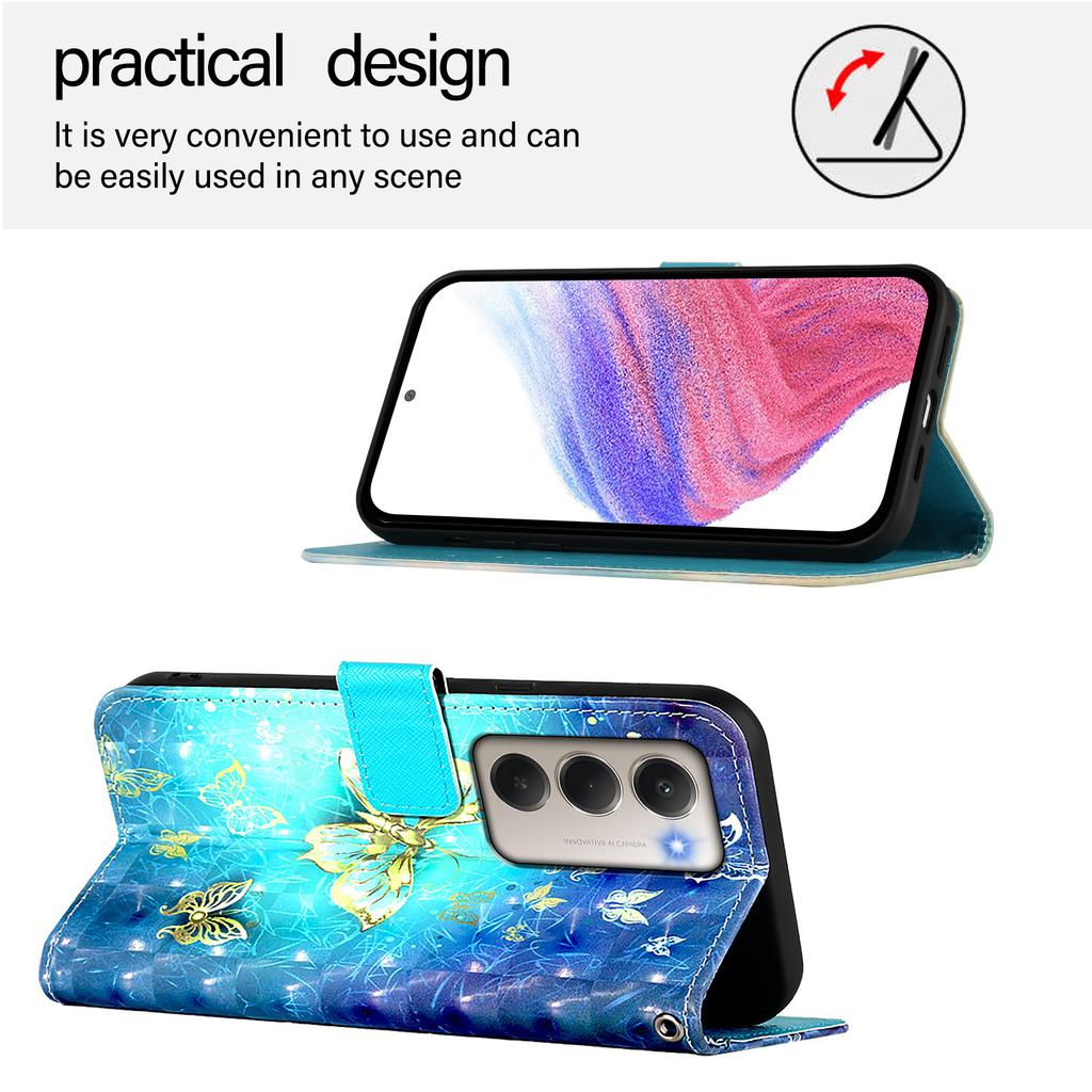 For Xiaomi Redmi 15 4G (EU) (171mm) Leather Case Pattern Printing Wallet Stand Mobile Cover with Strap
