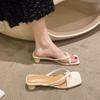 2025 summer new Korean version of toe thick heel flip-flops sandals women wear fairy wind cool slippers popular foreign style