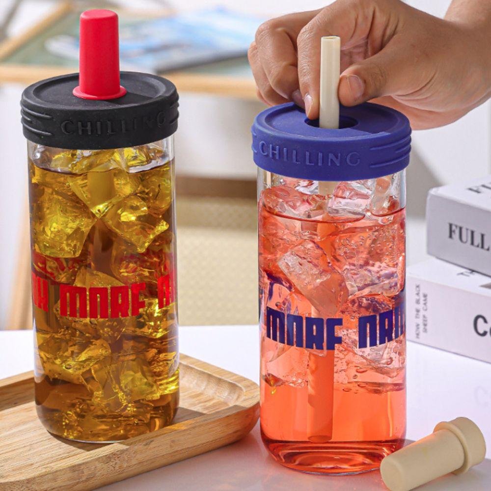 Large Capacity Tea Separation Straw Cup Glass Student Water Cup Tea Separating Bottle  Gift