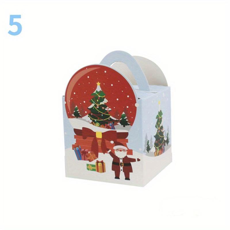 10Pcs Cartoon Merry Christmas Treat Boxes for Candy Biscuit Baking Apple Paper Box Cookie Gift Packaging Box New Year