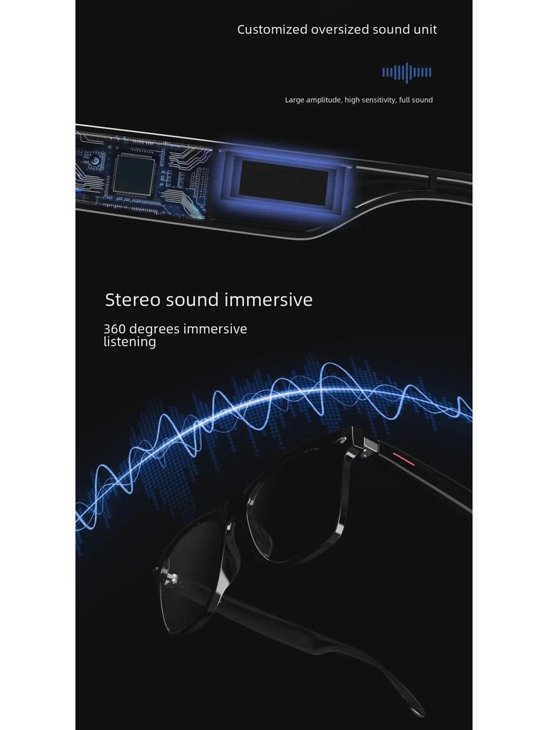 E13 Bluetooth Smart Glasses: Anti-Blue Light, Polarized, Semi-Open Sunglasses with Interchangeable Lenses for Calls & Music