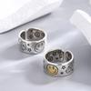 Vintage Smile Face Poker Dices Star Opening Ring Adjustable Ring Jewelry for Fashion Enthusiasts and Retro Lovers