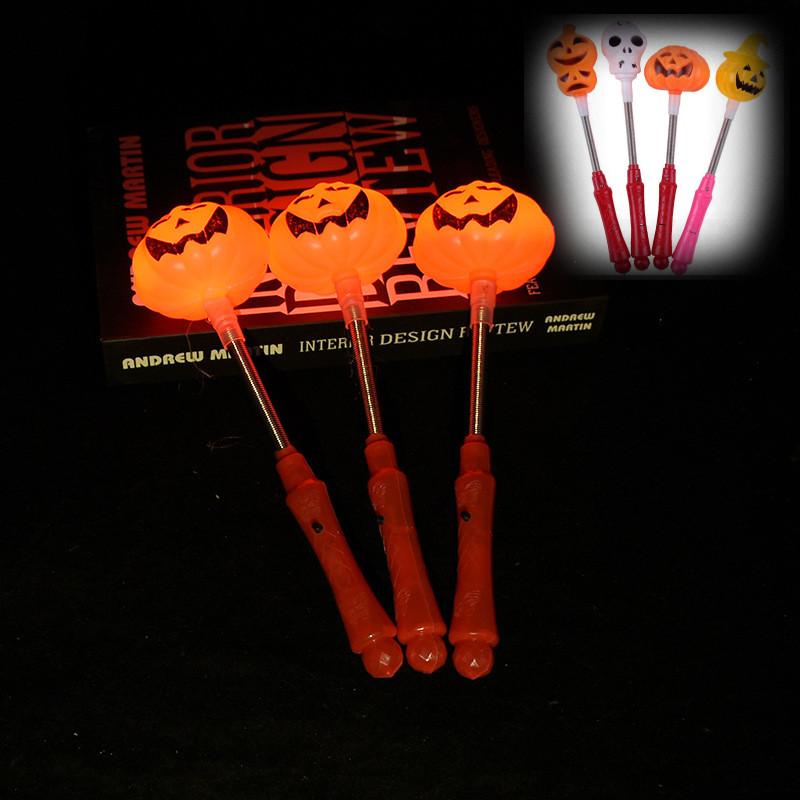 Разноцветные светящиеся палочки на Хэллоуин для детских праздничных сувениров с дизайном улыбающейся тыквы