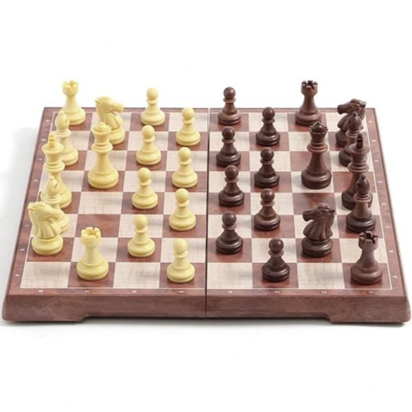 Tree Antique Folding Magnetic Chess Checkers Set 31 X 31 Cm, Korea Representative Board Game