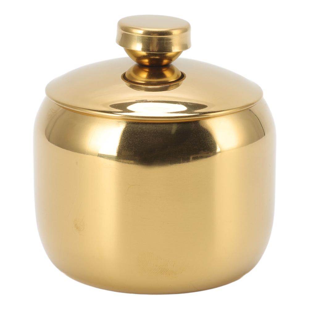 Stainless Steel Gold Seasoning Condiment Pot Spice Salt Sugar Pepper Container Jar Storage