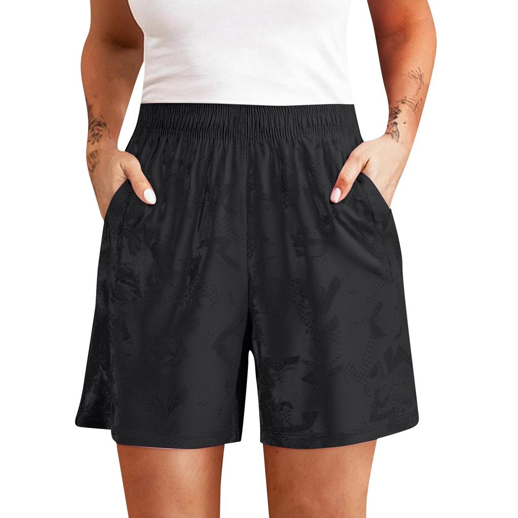 Women's Casual Solid Colour Elastic Waist Straight Casual Pants With Pockets