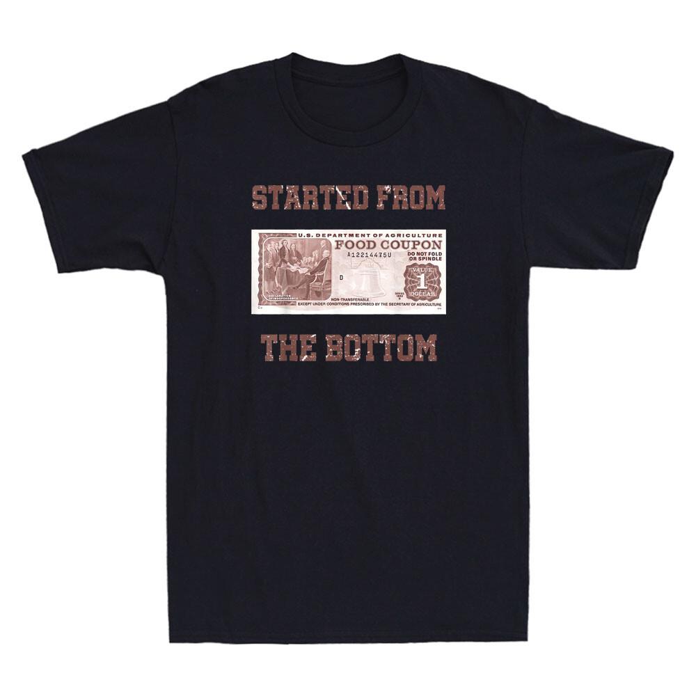 Started From Bottom Food Stamp Funny Sayings Vintage Men's Short Sleeve T-Shirt