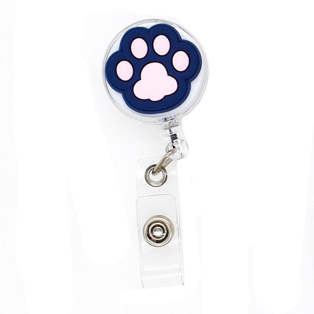 PVC Students Doctors Nurse Retractable Badge Holder Cartoon Cat Paw ID Card Holder Name Card Holder