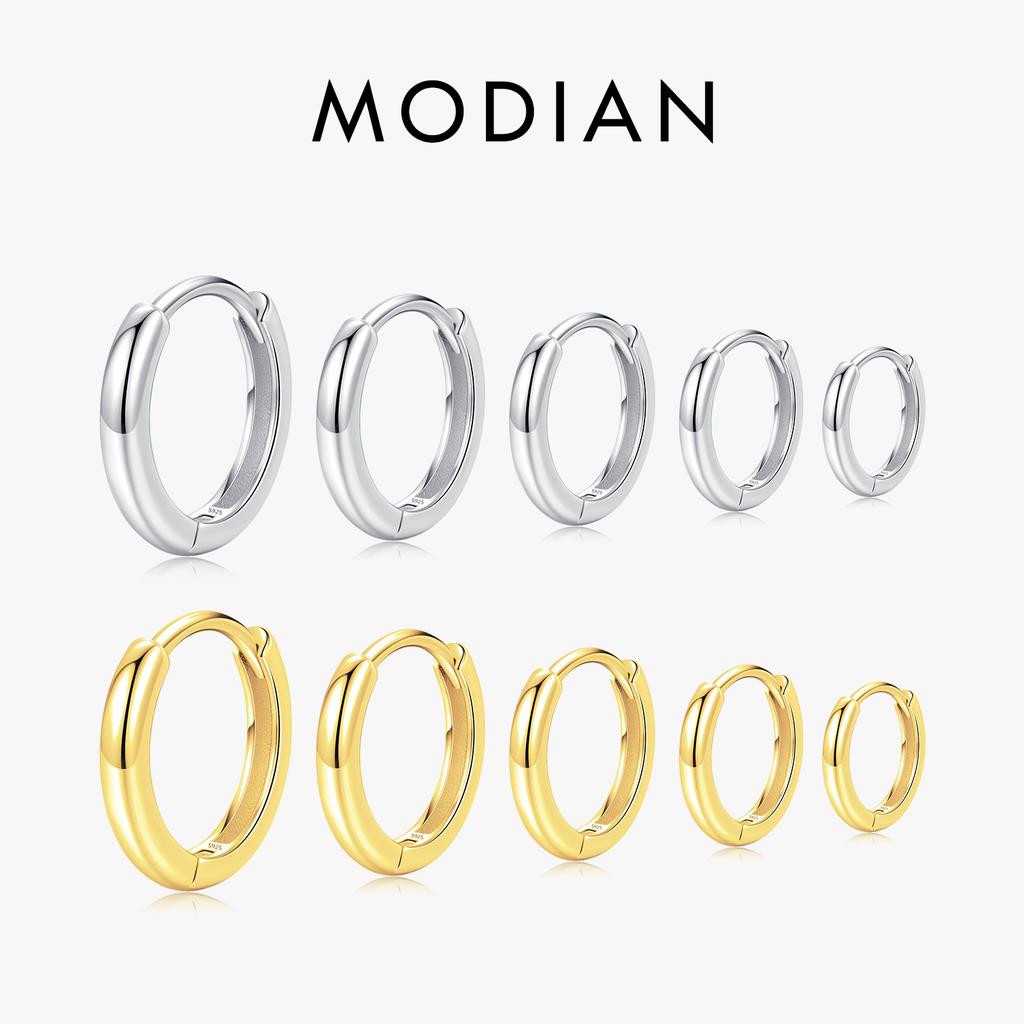 MODIAN 5 размеров Серьги-кольца из стерлингового серебра 925 пробы Простые штабелируемые Серьги-кольца Классические Базовые Золотые для Женщин Украшения
