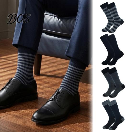 Comfortable Business Casual Socks Men Striped Crew Socks, Cotton Dress Moisture Wicking Daily Commute Work Breathable for Office Wear Everyday