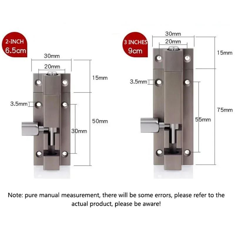 2,3 Inches Door Latch Sliding Lock Door Drawer Barrel Bolt Protective, Silver Thick Aluminum Alloy Unlatching Door Lock with